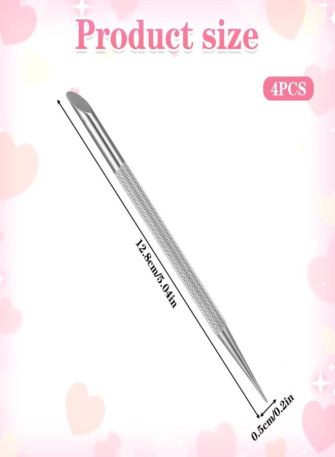 Guduling 4 pcs Stainless Steel Cuticle Pusher,Cuticle Remover Tool,Nail Cleaning Cuticles Stick,Metal Nail Cuticles Pusher Nails Polish Remover Tool for Professional Manicure Pedicure - Image 2